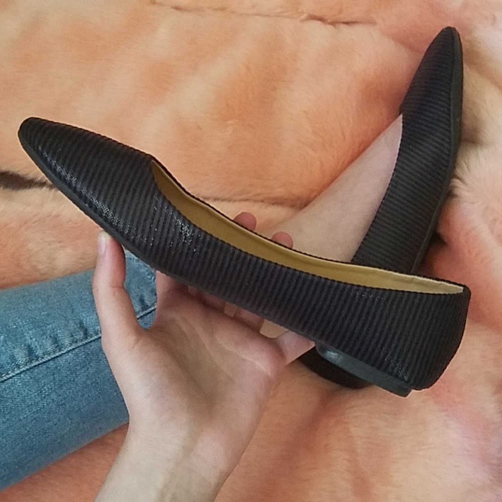 Gold Toe Black Flat Shoes